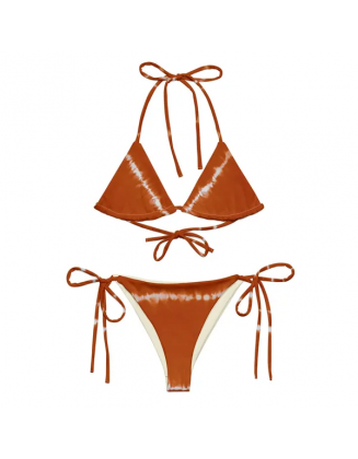 String-Bikini in gebranntem Orange Shibori