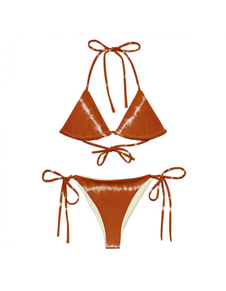 String-Bikini in gebranntem Orange Shibori